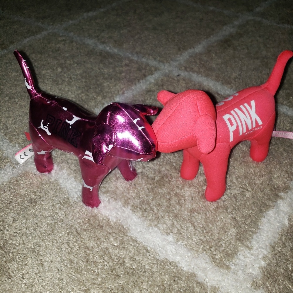 Two victoria secret pink dogs